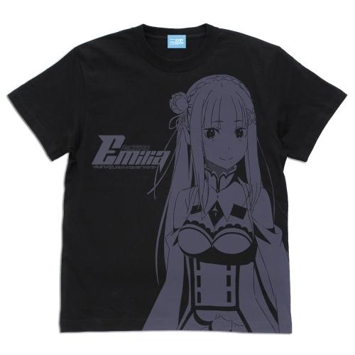 リゼロ Re:ゼロから始める異世界生活 エミリア オールプリントTシャツ BLACK Lサイズ コスパ【予約/8月上旬】｜alice-sbs-y