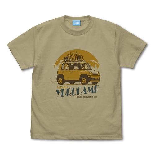 ゆるキャン△ カー Tシャツ 鳥羽先生＆千明＆あおい Ver2.0 SAND KHAKI