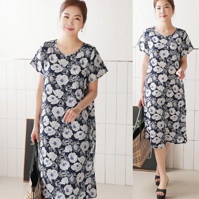 ワンピース レディース 大人 シニア 50代 60代 ファッション 女性 上品 紺 青 膝丈 花柄 フラワー 半袖 春夏 ミセス 大きいサイズ Md Alice Style アリス スタイル 通販 Yahoo ショッピング