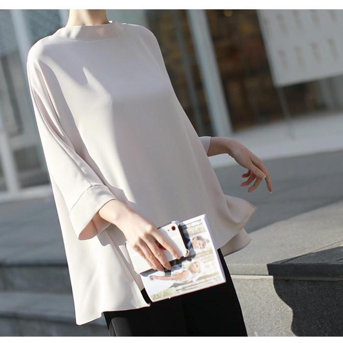 ブラウス レディース 40代 50代 60代 ファッション おしゃれ 女性 上品 黒 紺 青 後部ピンタック 半ハイネック サイドスリット無地 Zm Alice Style アリス スタイル 通販 Yahoo ショッピング