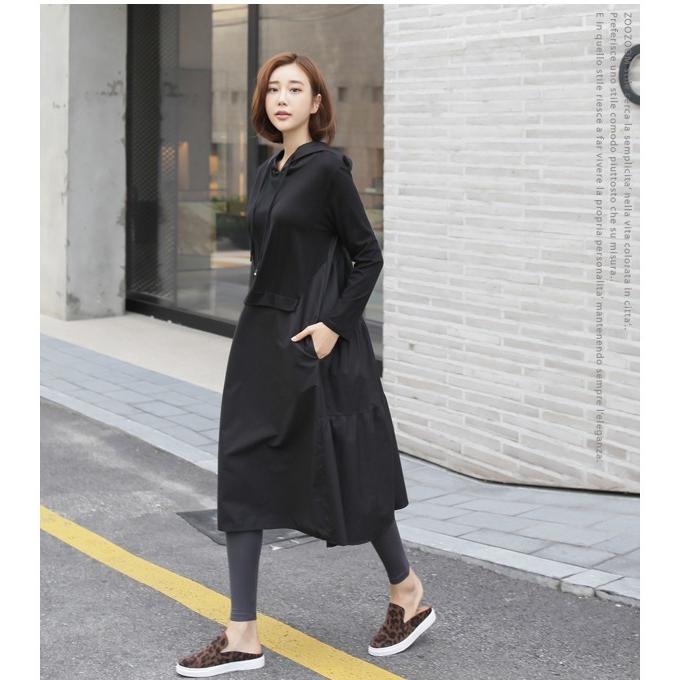 ワンピース レディース 40代 50代 60代 ファッション 大人 秋 おしゃれ 女性 上品 黒 異素材 フード 長袖 きれいめ 膝丈ミセス
