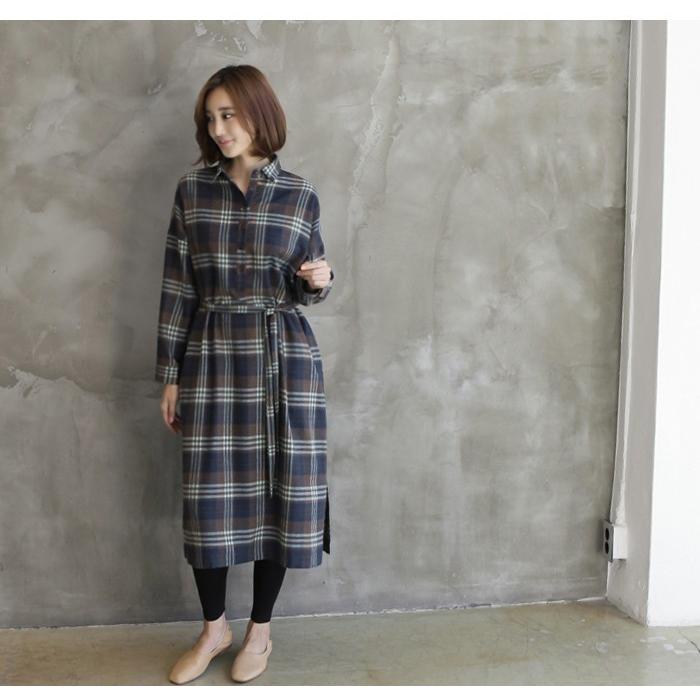 シャツワンピース レディース 40代 50代 60代 ファッション おしゃれ 女性 上品 黒 ベージュ 紺 青 チェック ロング丈 ロング