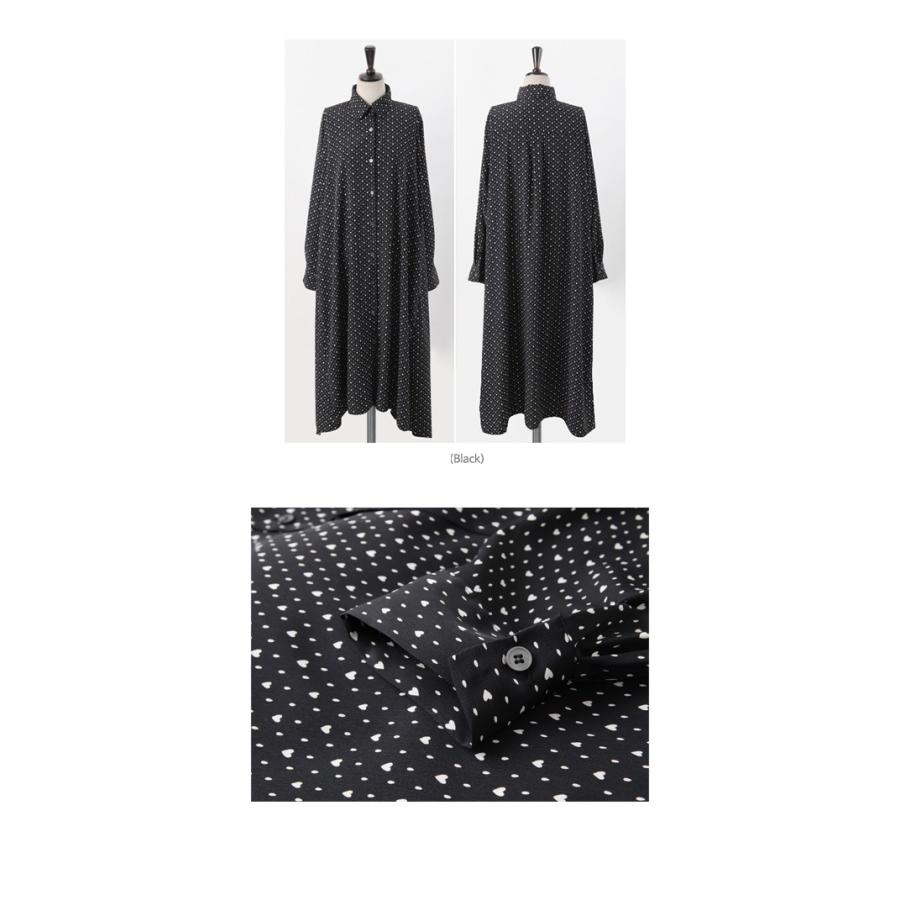 ワンピース レディース 40代 50代 60代 ファッション おしゃれ 女性 上品 黒 ハートドット Aラインロングシャツ ワンピース 前開き 長袖 Zm Alice Style 通販 Yahoo ショッピング