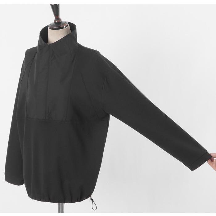 Tシャツ レディース 40代 50代 60代 ファッション おしゃれ 女性 上品 黒 ハイネック ハーフオープン 配色 長袖 秋冬物 高品質 ミセス