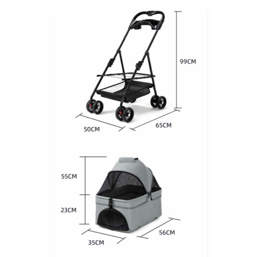 分離型 ペットカート 4輪360°回転 折りたたみ 犬用ベビーカー 猫