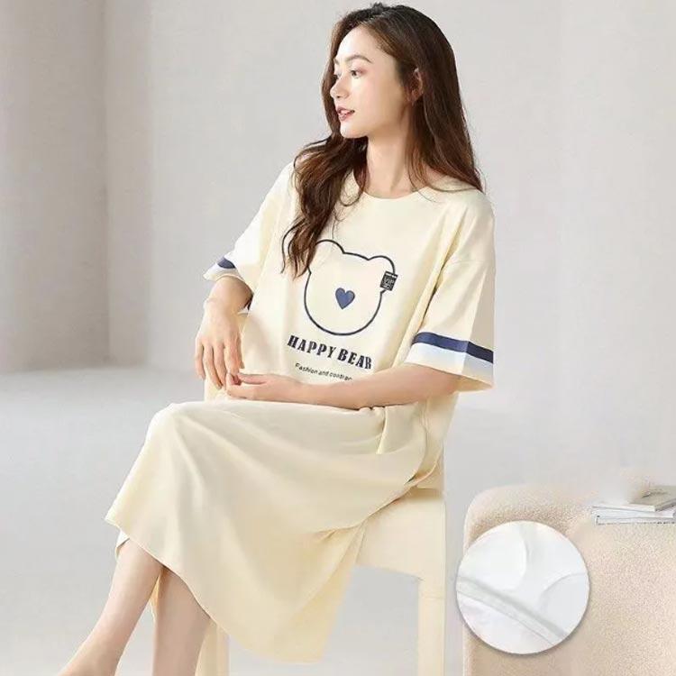 カップ付き ワンピース ルームウェア レディース ロングTシャツ