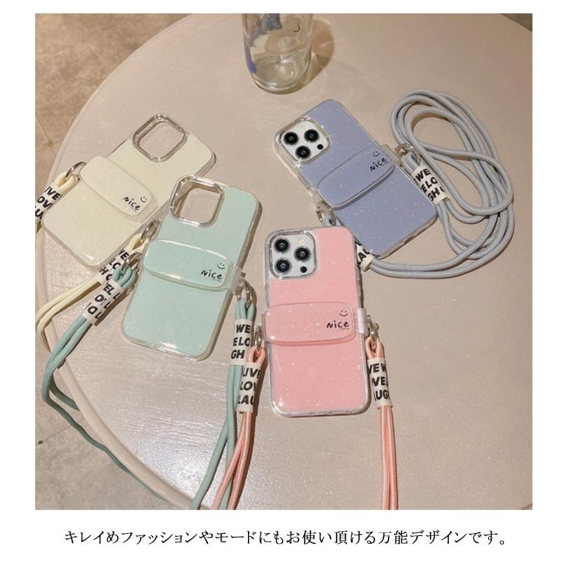 携帯 挟むだけ マカロン色 スマホショルダー iPhoneケース スマホ