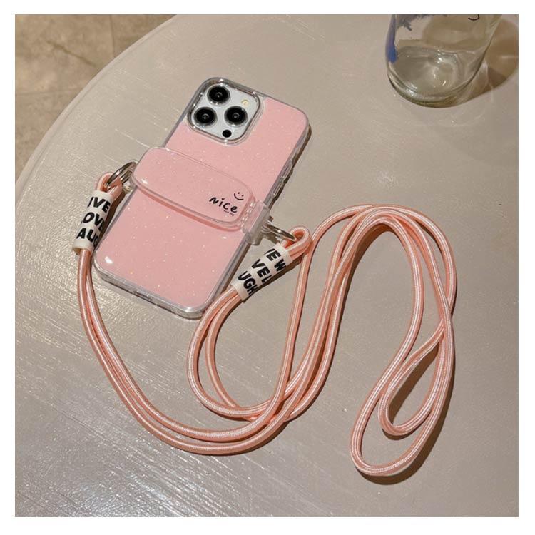 携帯 挟むだけ マカロン色 スマホショルダー iPhoneケース スマホ