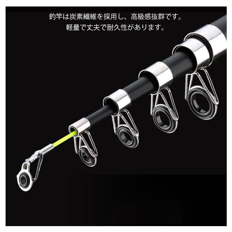 釣り竿 ルアーロッド 2.7m 3m 3.6m 炭素 伸縮 ロッド 竿 リールセット