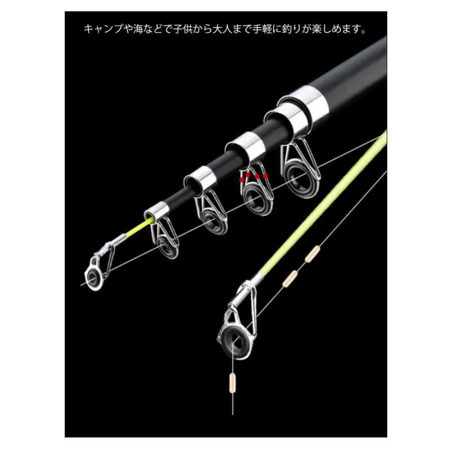 釣り竿 ルアーロッド 2.7m 3m 3.6m 炭素 伸縮 ロッド 竿 リールセット