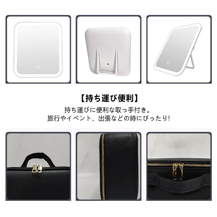 おしゃれ 防水 LED 取り外し可能 大容量 レザー メイクボックス ライト