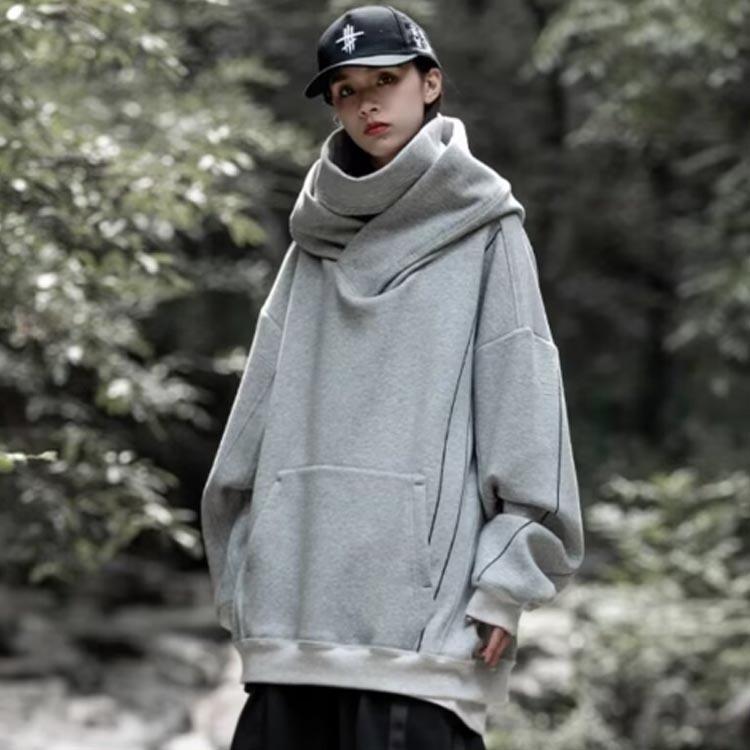 ボリュームネック パーカー タートルネック カップル レディース