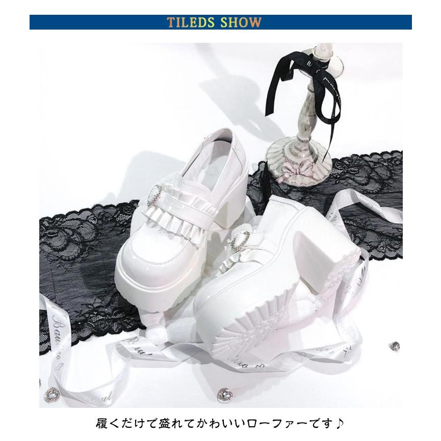 スリッポン ローファー シューズ 量産型 厚底 ロリータ 厚底パンプス