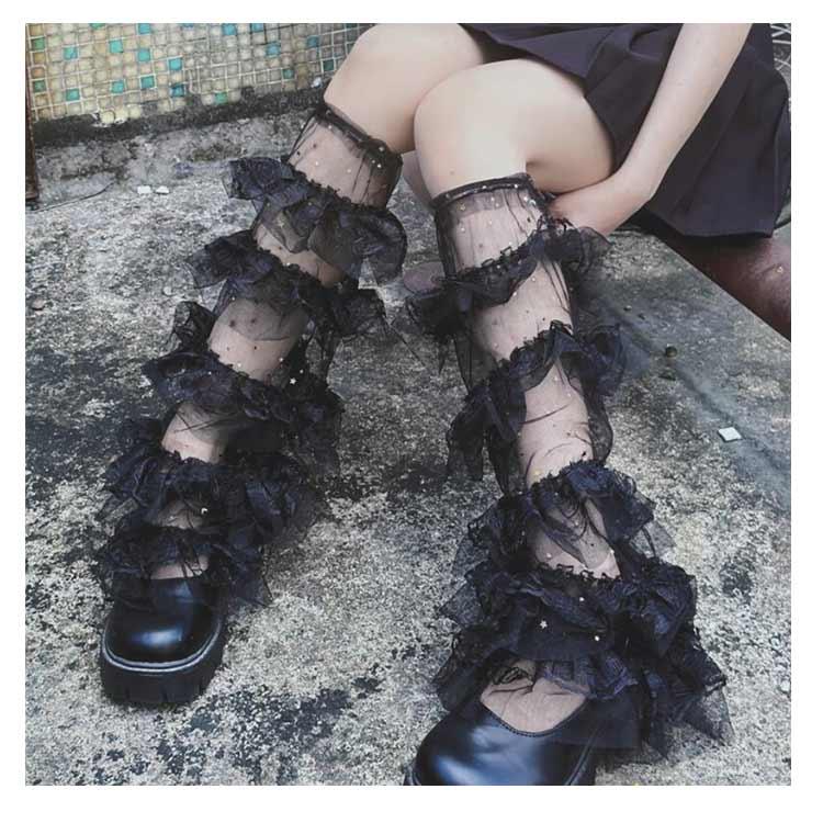 ジュニア レッグウォーマー ギャル JK おしゃれ 涼しい 学生 両足用