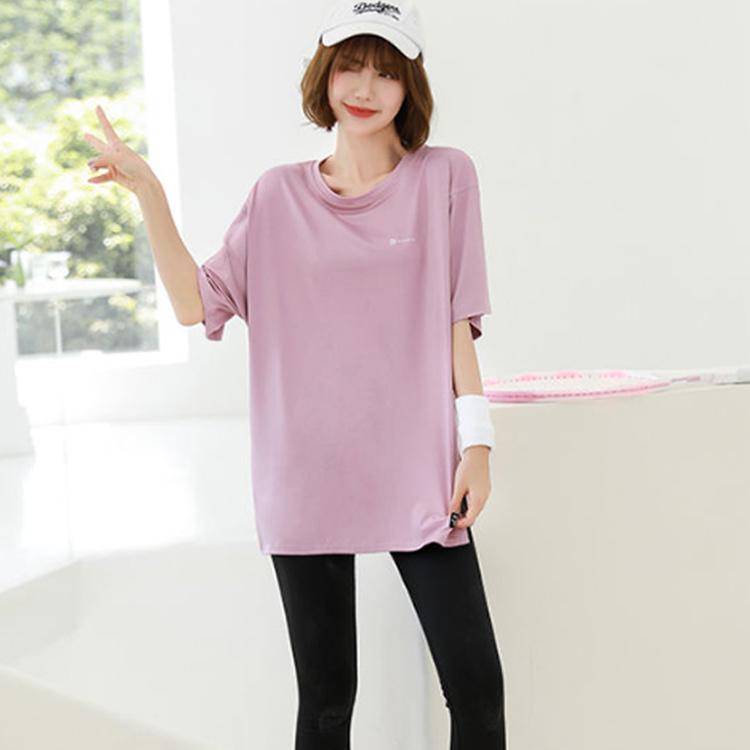 SUKALAベーシック ヨガ半袖Tシャツ スモークピンク 半袖Tシャツ ピンク