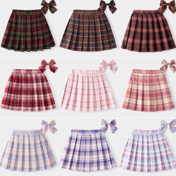 チェック柄 発表会 プリーツスカート リボン付き 女の子 子供服 