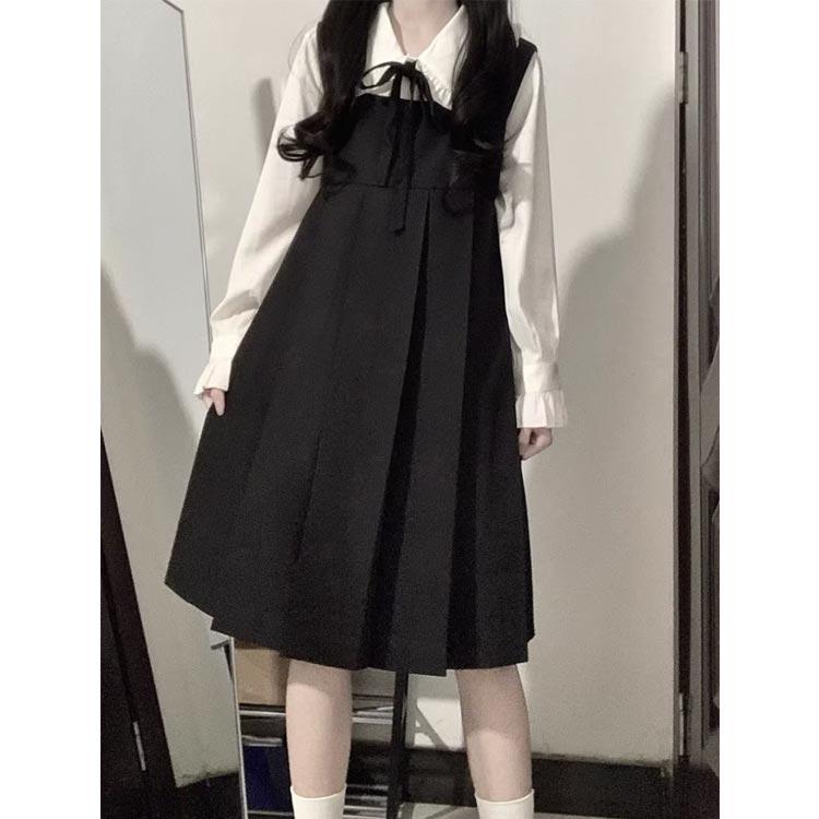 プリーツスカート レディース 膝丈 ジャンパースカート 春夏秋 