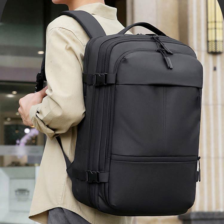 60L PC収納可 大容量 圧縮バックパック 手提げ 拡張 盗難防止 リュック