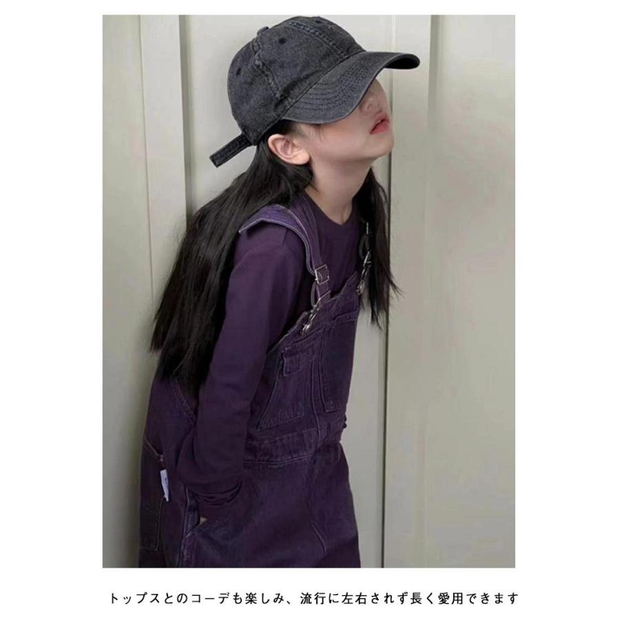 パープル デニムサロペット 紫 小学生 春 キッズ デニム 女の子 男の子