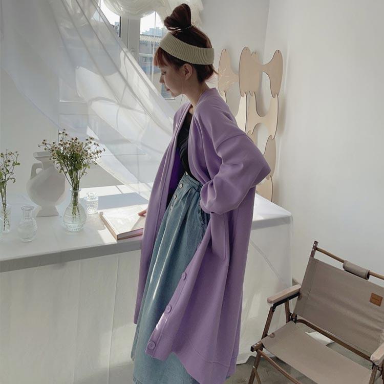 ロングカーディガン ロング丈 スウェット あったか 裏起毛 