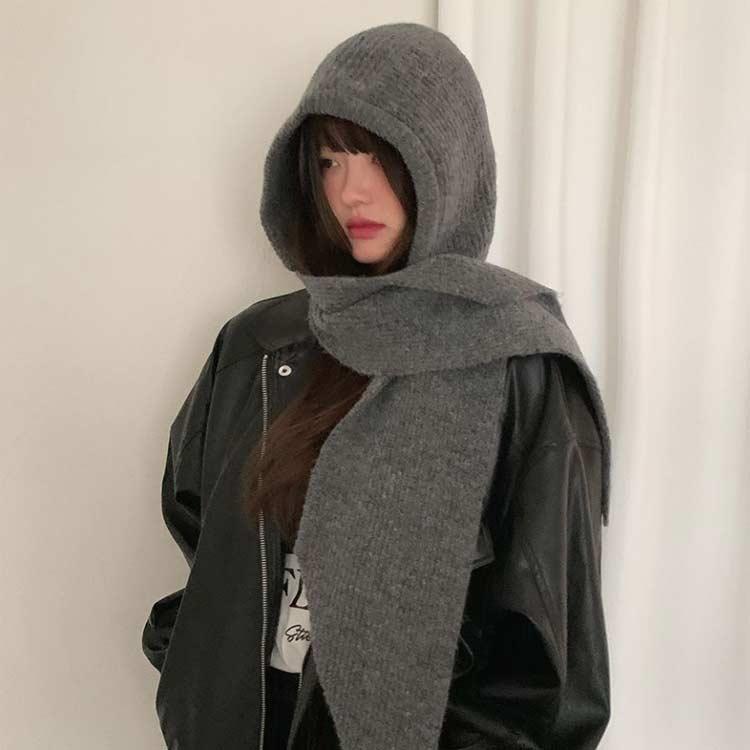 秋 ファッション 暖かい 帽子 マフラー フード付き フード付きマフラー