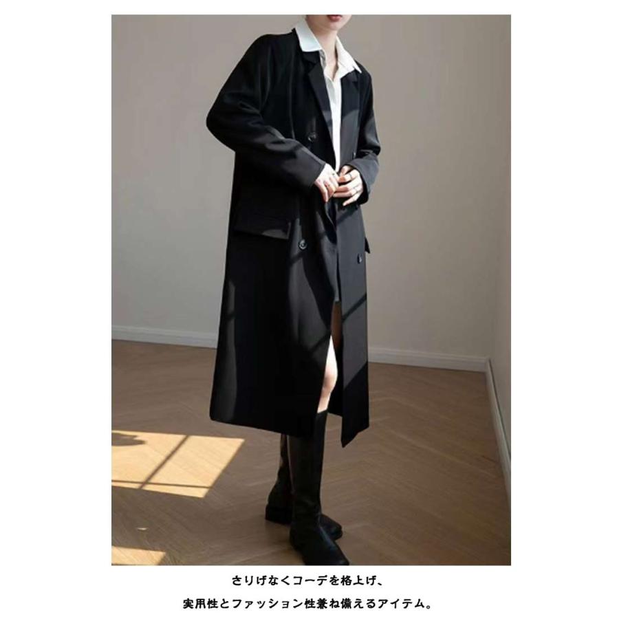 レディース 黒ロングコート ボタン付き高い襟 (Weekday)