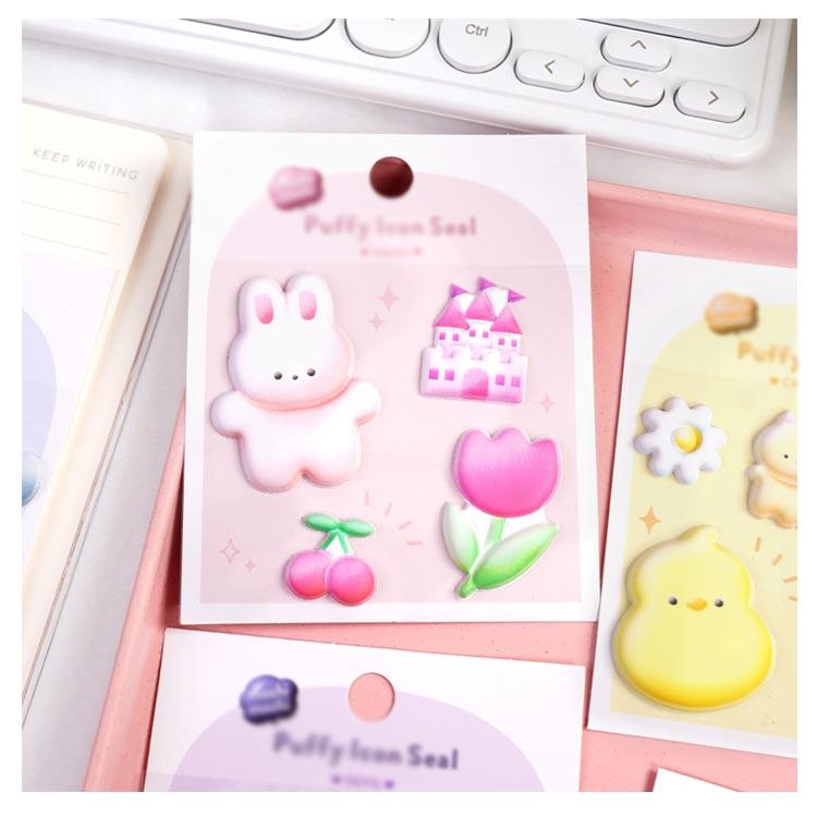 かわいい 3D 可愛い うさぎ ぷちぷに シール アニマル もちもち くま