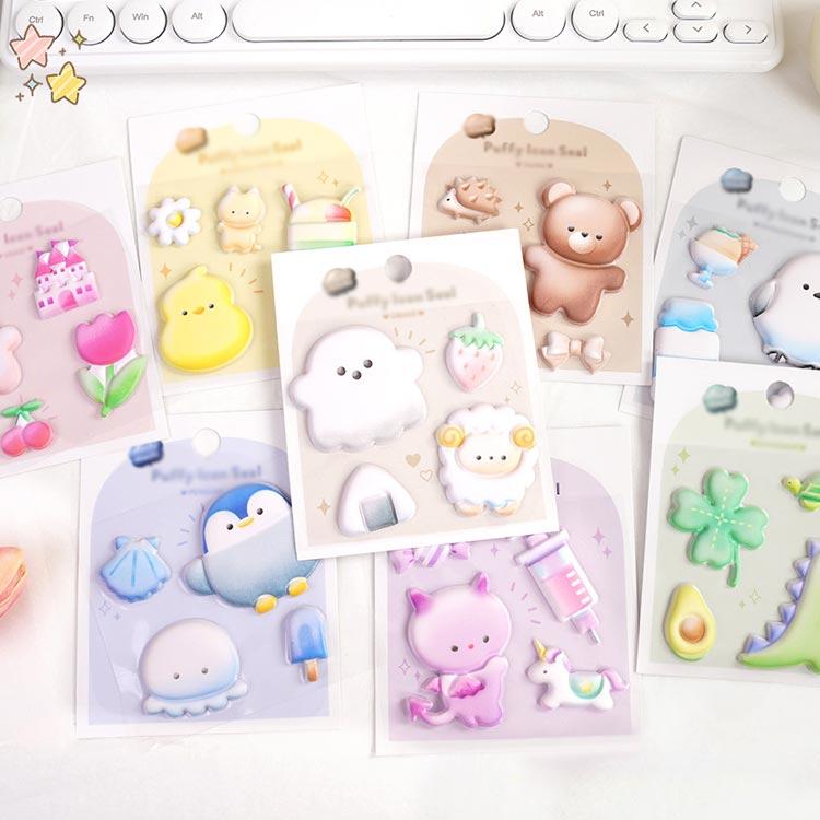 かわいい 3D 可愛い うさぎ ぷちぷに シール アニマル もちもち くま
