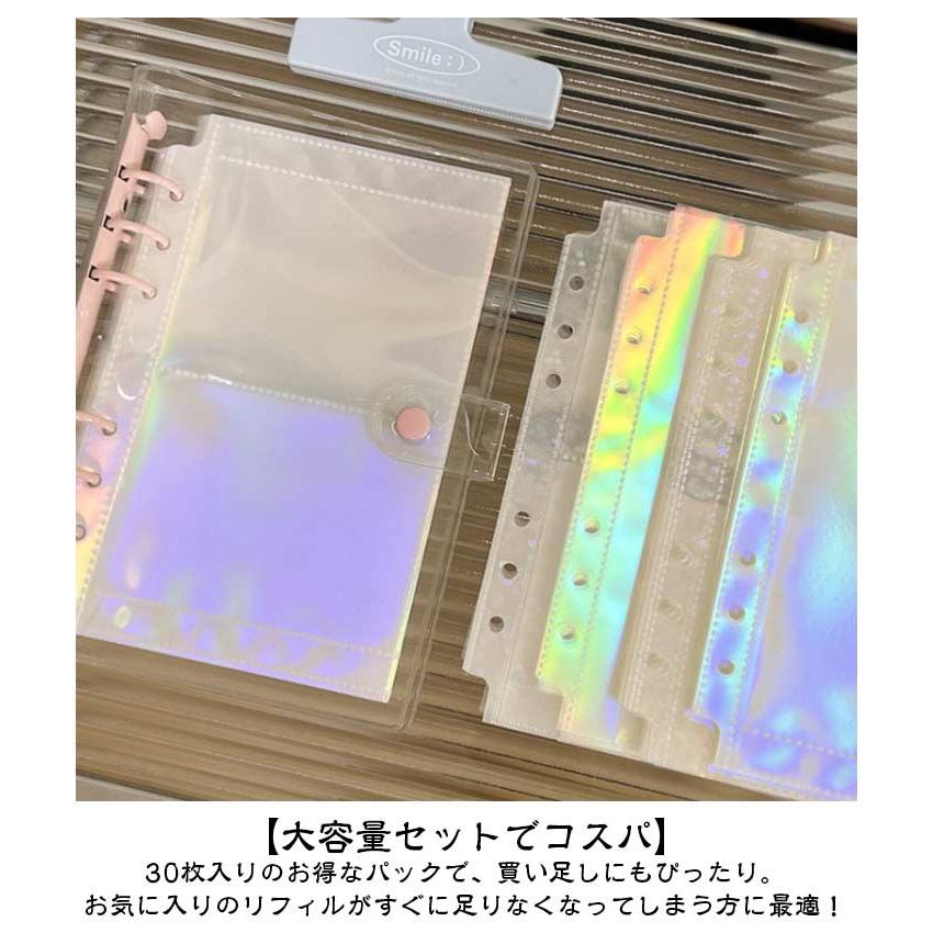 リフィル チェキ 6穴 キラキラ 推し活 A6 30枚セット バインダー
