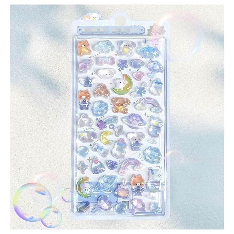 かわいい 3D シール帳 シール 24枚 デコ ドロップ ぷっくり アニマル