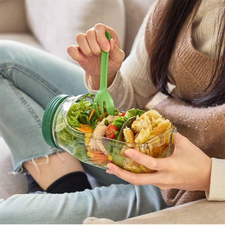 サラダボウル 軽食 サラダジャー プラスチック製 サラダポッド容器 蓋