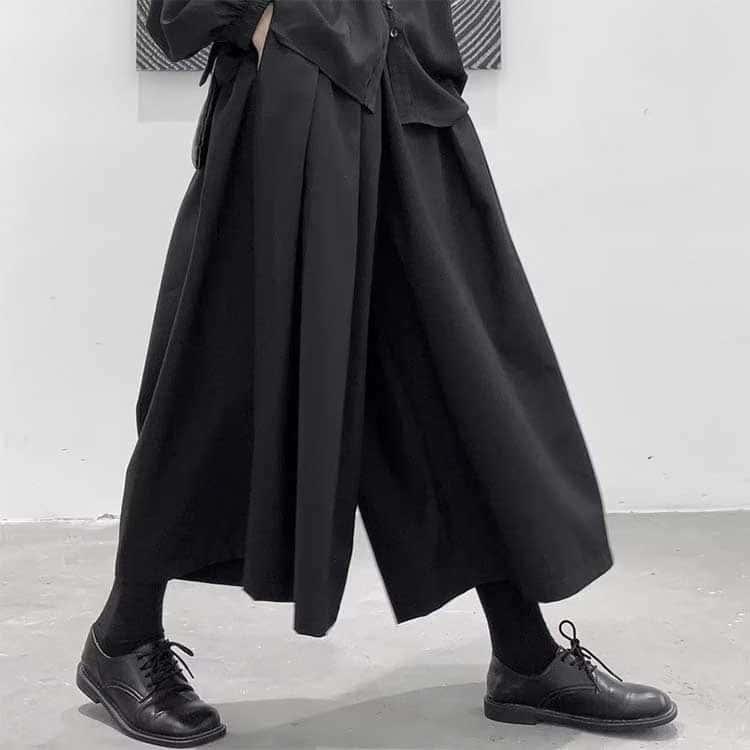 keisuke yoneda 袴パンツ ナイロン プリーツ フレア 袴 9分丈 スカート風 ワイドパンツ レディース 大きいサイズ 袴 メンズ