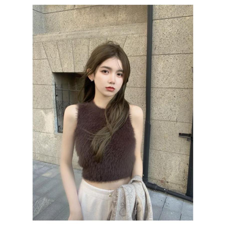フェイクファー ミンク インナー キャミソール ノースリーブ トップス