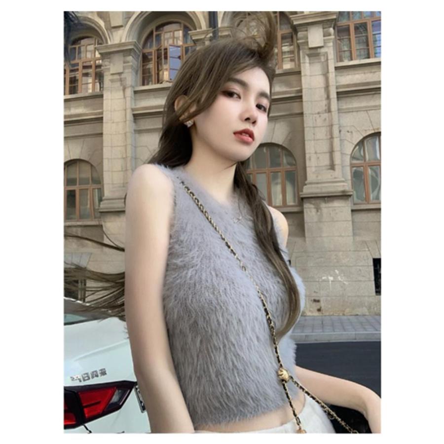 フェイクファー ミンク インナー キャミソール ノースリーブ トップス