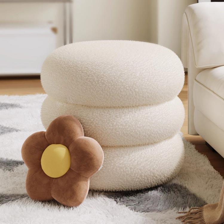 新品未使用 ハンドル付きスツール 軽量 北欧 おしゃれ かわいい ライトグレー スツール おしゃれ 椅子 丸イス かわいい ふわふわ 化粧イス