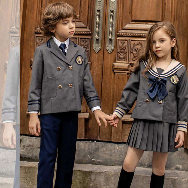 訳ありセール格安 子供服 制服 セットアップ 通学 通園 結婚式 入学 入園 卒園式 グレイ系 スカート ダブルボタン ダブルカラー 学生服 上下セット リボン付き シンプル Growxz017 モードアリス 通販 Yahoo ショッピング お歳暮 Menumaui Com
