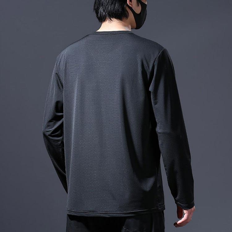 冷感 メンズ 夏 長袖 メッシュ 速乾 涼しい ロンT ラウンドネック