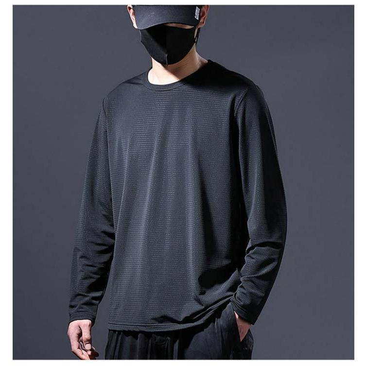 冷感 メンズ 夏 長袖 メッシュ 速乾 涼しい ロンT ラウンド