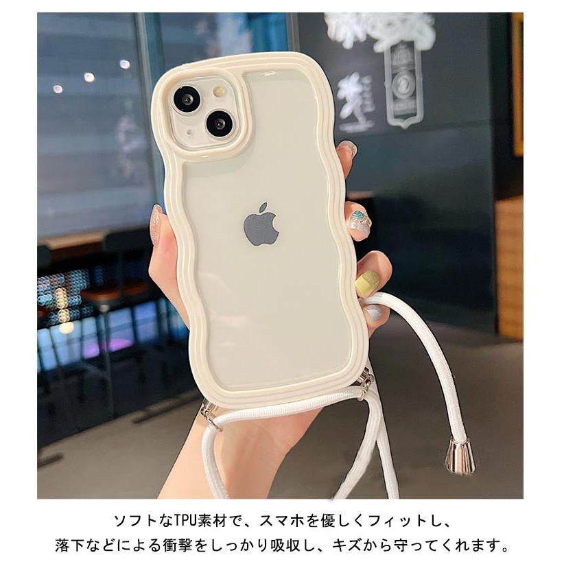 肩紐 iphone16 ケース 16 首掛け スマホショルダー クリア