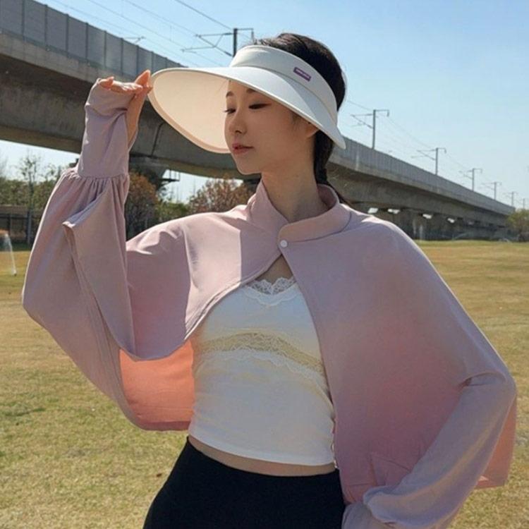 夏用 日除け 立ち襟 アームカバー ポンチョ 薄手 カーディガン