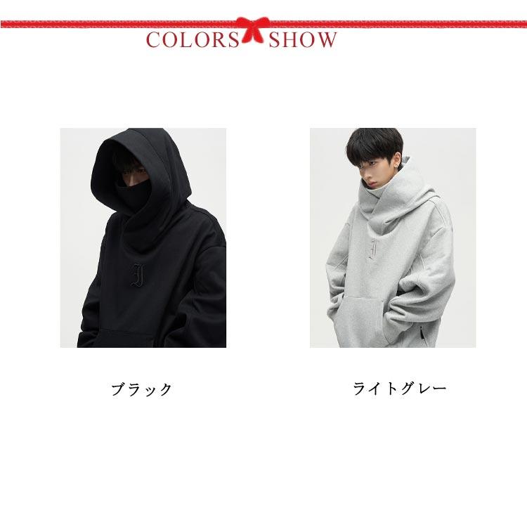 ボリュームネックパーカー メンズ 忍者パーカー ハイネックパーカー