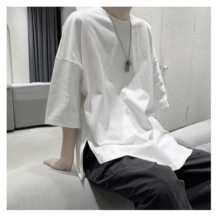 Tシャツ メンズ 七分袖Tシャツ カットソー ラウンドネック ゆるTシャツ 薄手 スリット入り 明るい ゆったり カジュアル お洒落 無地 オーバーサ |  | 12