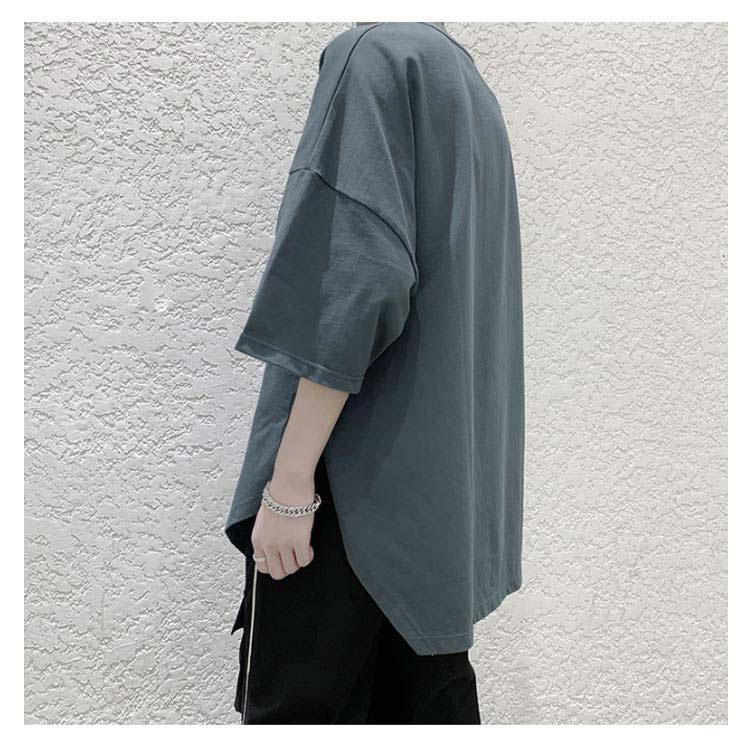 Tシャツ メンズ 七分袖Tシャツ カットソー ラウンドネック ゆるTシャツ 薄手 スリット入り 明るい ゆったり カジュアル お洒落 無地 オーバーサ |  | 16