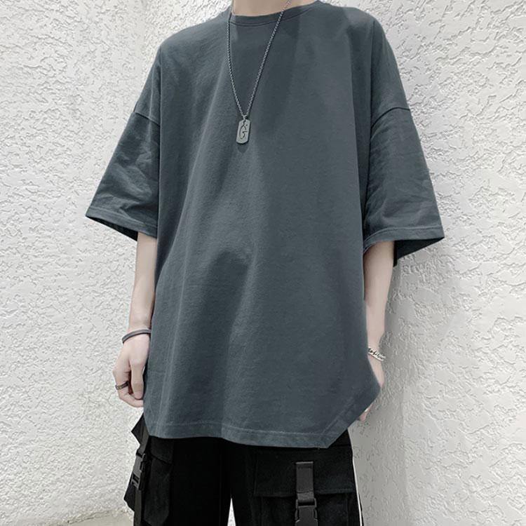 Tシャツ メンズ 七分袖Tシャツ カットソー ラウンドネック ゆるTシャツ 薄手 スリット入り 明るい ゆったり カジュアル お洒落 無地 オーバーサ |  | 02