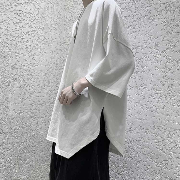 Tシャツ メンズ 七分袖Tシャツ カットソー ラウンドネック ゆるTシャツ 薄手 スリット入り 明るい ゆったり カジュアル お洒落 無地 オーバーサ |  | 04