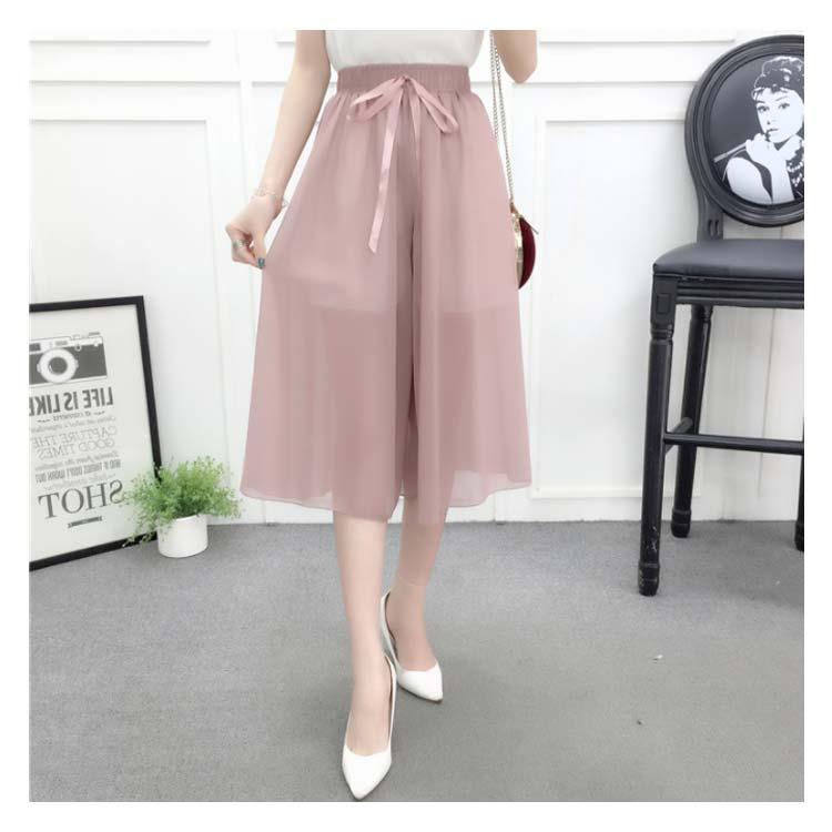 ワイドパンツ レディース シフォンパンツ 七分丈パンツ ガウチョパンツ スカンツ 透け感 ウエストゴム ウエストリボン 無地 ゆったり お洒落 キレイ |  | 10