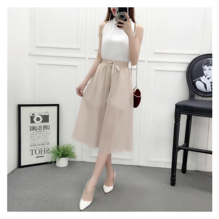 ワイドパンツ レディース シフォンパンツ 七分丈パンツ ガウチョパンツ スカンツ 透け感 ウエストゴム ウエストリボン 無地 ゆったり お洒落 キレイ |  | 14