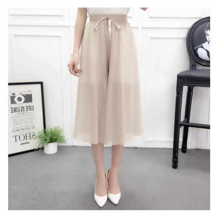 ワイドパンツ レディース シフォンパンツ 七分丈パンツ ガウチョパンツ スカンツ 透け感 ウエストゴム ウエストリボン 無地 ゆったり お洒落 キレイ |  | 16