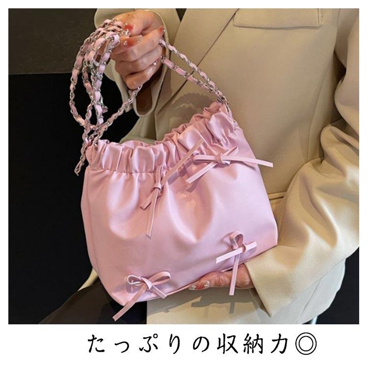 巾着バッグ レディース 肩掛け ショルダーバッグ シルバー バッグ