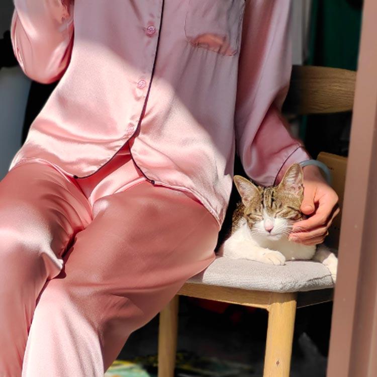 シルク100% パジャマ レディース 長袖 シルクパジャマ 上下セット 絹